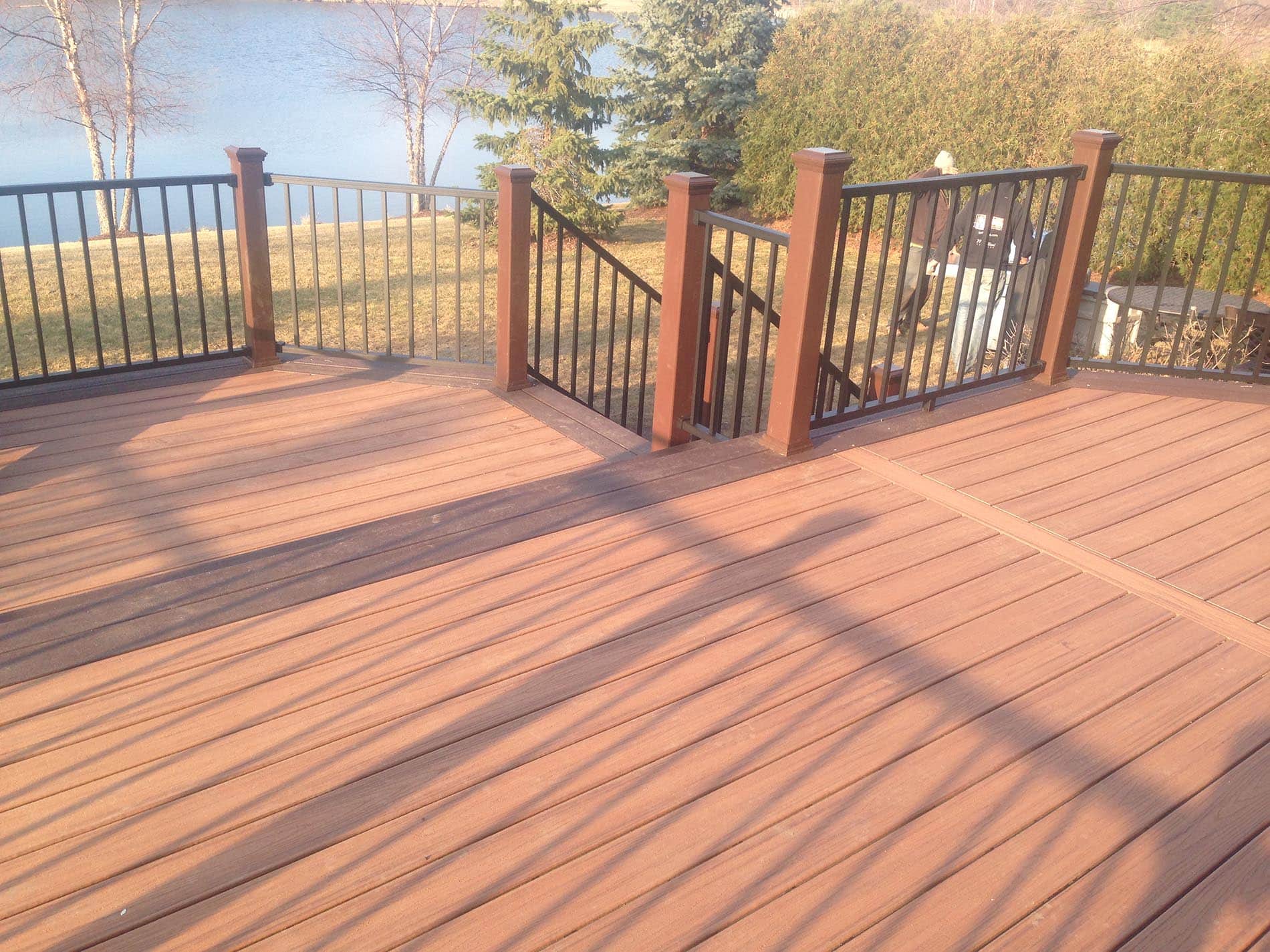 brown raised deck with railing 1